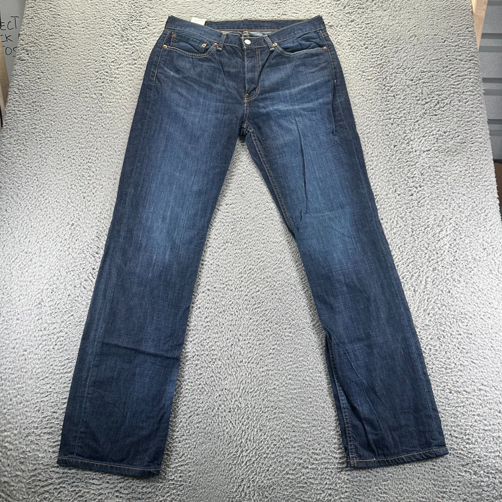 Levi's 514 Jeans Mens 34x34 Blue Cotton Denim Straight Leg Workwear Faded Travel